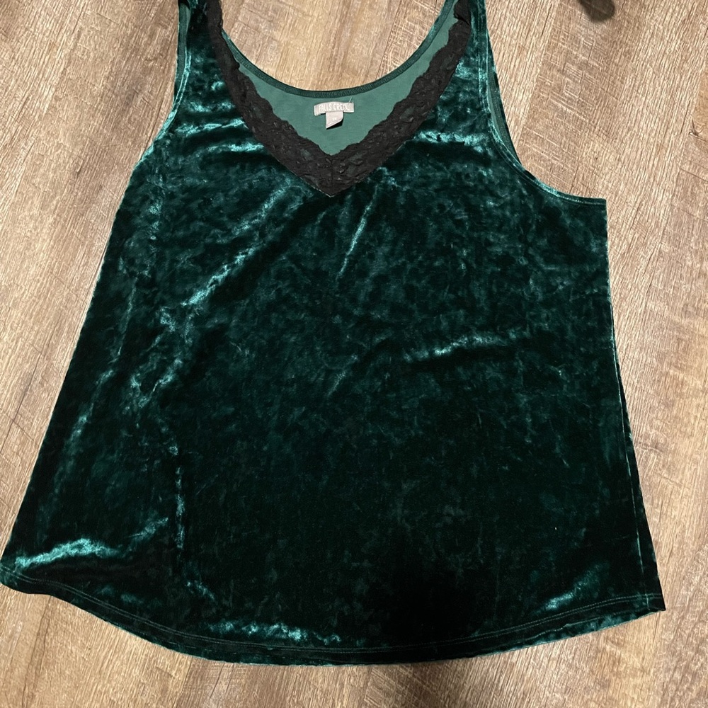 Falls Creek Emerald Velvet Camisole with Black Lace